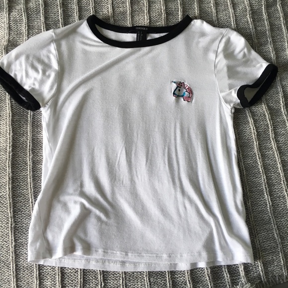 Besættelse skjold tabe Forever 21 | Tops | Forever 2 Cropped Ringer Tee Unicorn | Poshmark